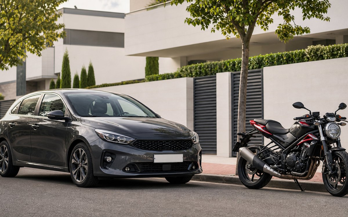 Coche y moto protegidos por un seguro